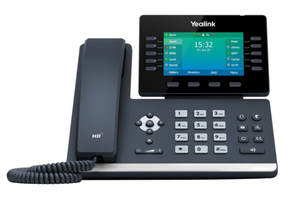 Teléfono IP de sobremesa Yealink T54W con pantalla a color LCD de 4.3'' ajustable según el ángulo de visión necesario