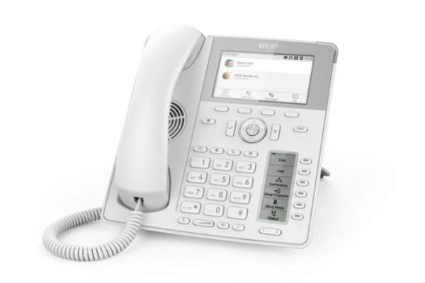 Teléfono Snom IP D785 blanco con 12 SIP y segunda pantalla con teclas dinámicas ya disponible en Avanzada 7